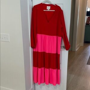 Sail to Sable color blocked tiered dress